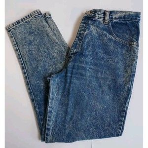 Vintage Ladies Acid Wash Sasson Tapered Hi Waist Riveted Mom Jeans Size 12P USA